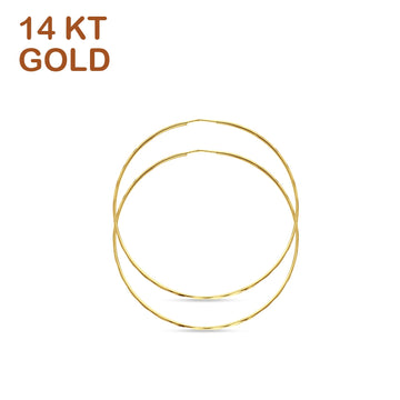 14K Yellow Gold 55mm Large Classic Endless Hoop Earrings Wholesale